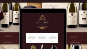 A stylish online storefront for wines, showcasing an elegant, easy-to-navigate interface, integrated with beautiful imagery of wine bottles, vineyards, and