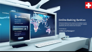 Title: Die Zukunft des Bankings: Ein Blick auf Onlinebanking.ch Prompt: Create an image that portrays the advanced future of banking with a strong emphasi