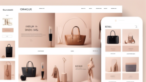 Create an image showcasing a modern, elegant online shopping experience with a variety of high-quality products displayed visually appealingly. Include a d