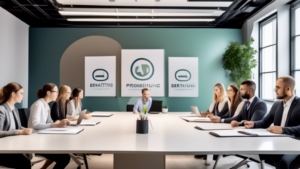 Create an image of a professional, serene office environment where a diverse group of people are in a consultation session. The setting includes a modern c